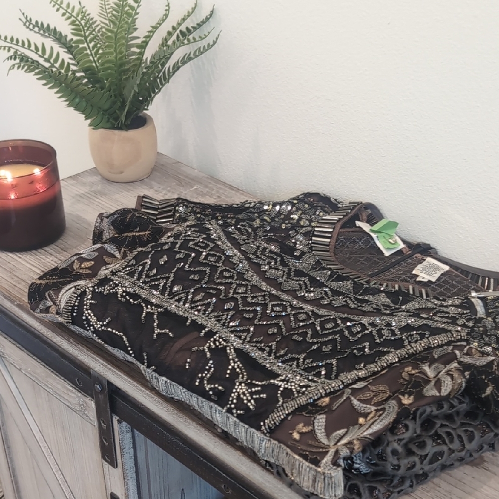 Gorgeous Byron Lars Black and Silver Midi Dress